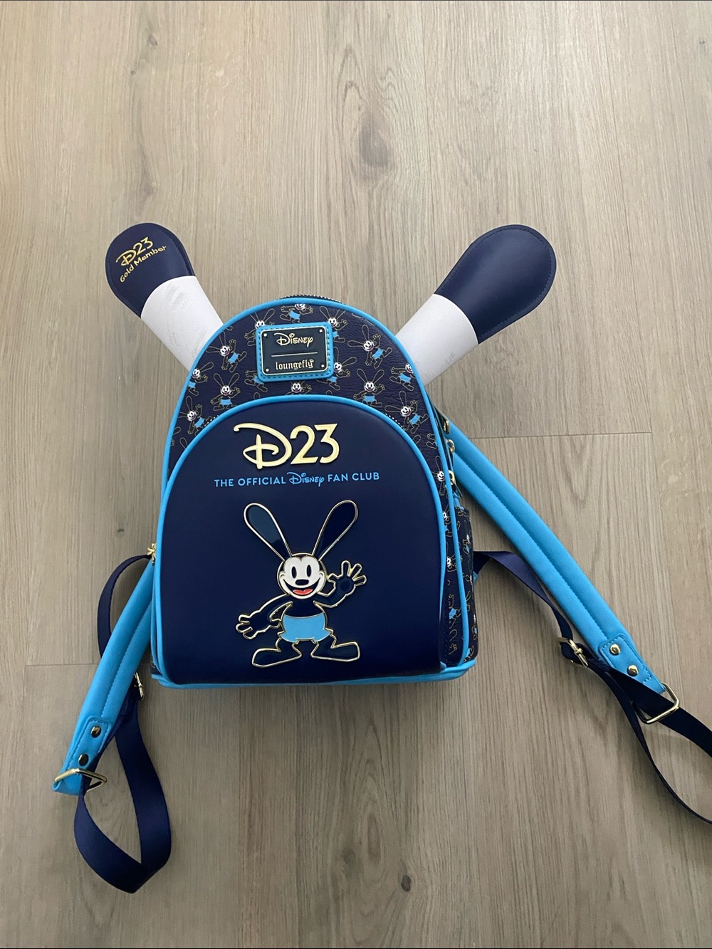 Loungefly D23 Oswald Navy and Bright Blue Mini Backpack